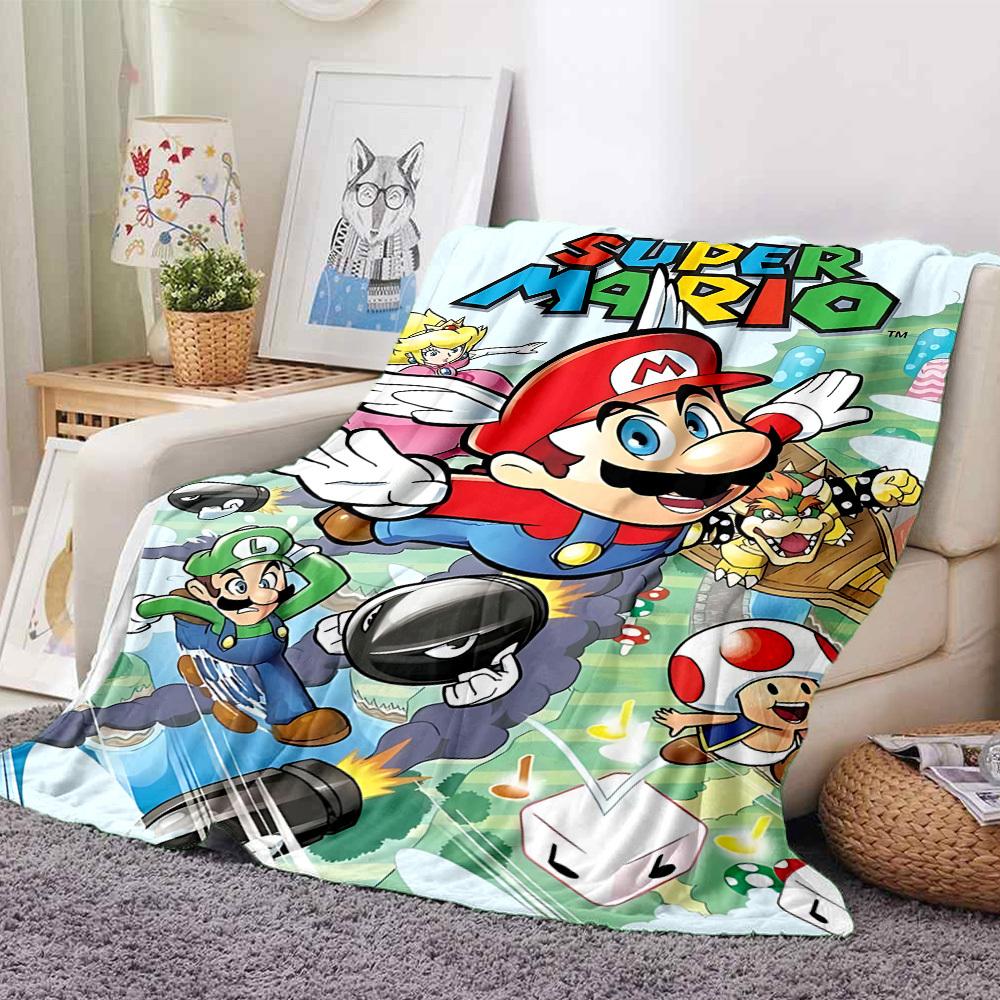 1pc Mario Adventure Soft Skin-Friendly Flannel with Digital Printing, Various Sizes Available for Family, Friends, Birthday082
