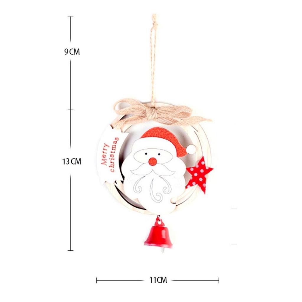 New Year Wooden Hanging Cute Burlap Christmas Tree Ornaments Party Decorations Pendants with Bells