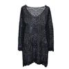 Women's Hollow Out Lace Knit Beach Cover-up Round Neck Sexy Dress