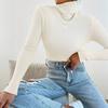 New Women's Solid Turtleneck Sweater, Long Sleeve Pullover Knit Top Casual Basic Base Layer for Women, European American Fashion