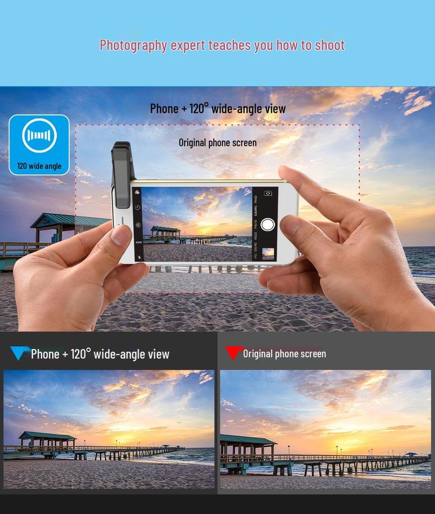 Universal 6-in-1 Mobile Lens Set: Fisheye, Wide-angle, Macro, Telephoto, Polarizing, Starlight.
