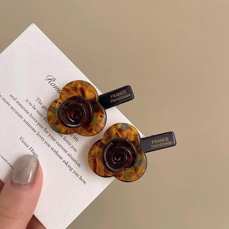 Rose Flower Acetic Acid Hair Clip AtmosphereSide Bangs ClipGirlish Side Clip Broken HairDuckbeak Clip Hair Accessory
