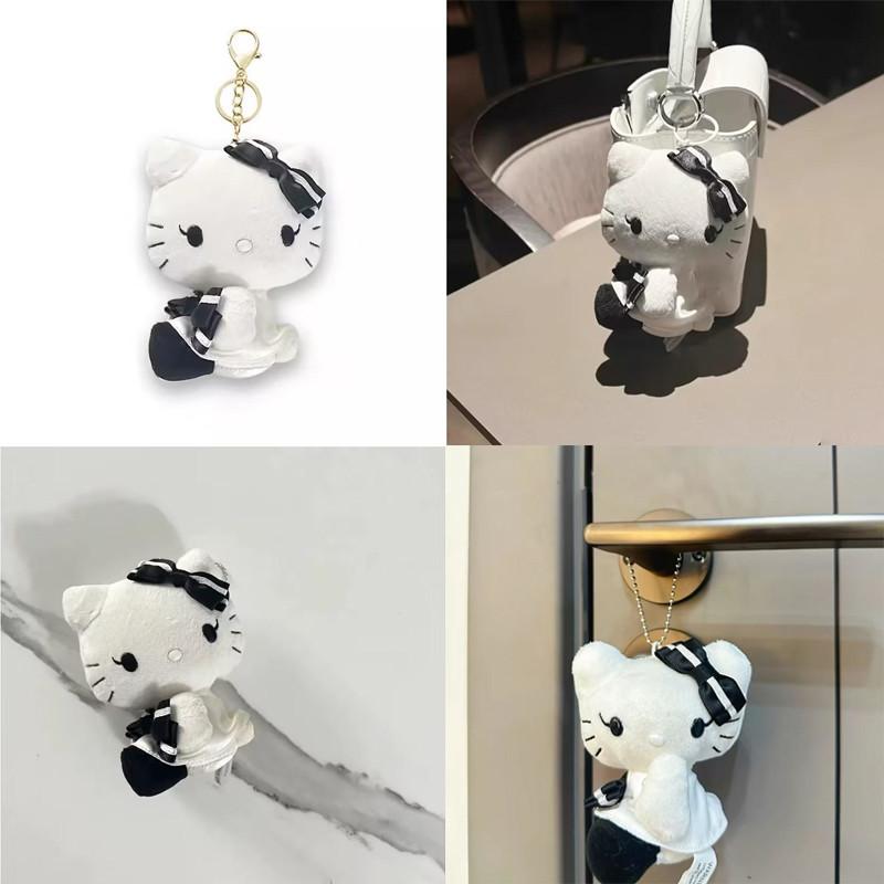 Niedlicher Hellokitty Plüsch Rucksack Schlüsselanhänger Anhänger Puppe Schwarz und Weiß Schleife Kitty