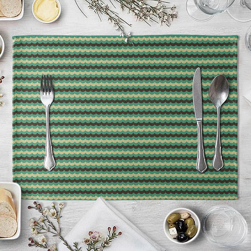 

Geometric placemat cups kitchen table mats dinner bowl coasters Dining Cup Coaster Pad Cotton Linen Coffee Mats 30cmx45cm 2pcs 30x45cm