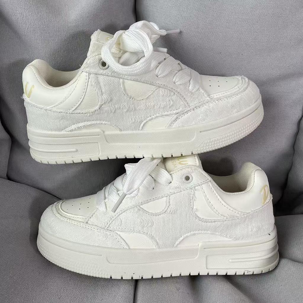 2025 autumn season new Korean version trendy platform couple bread shoes niche versatile denim board shoes sports and leisure