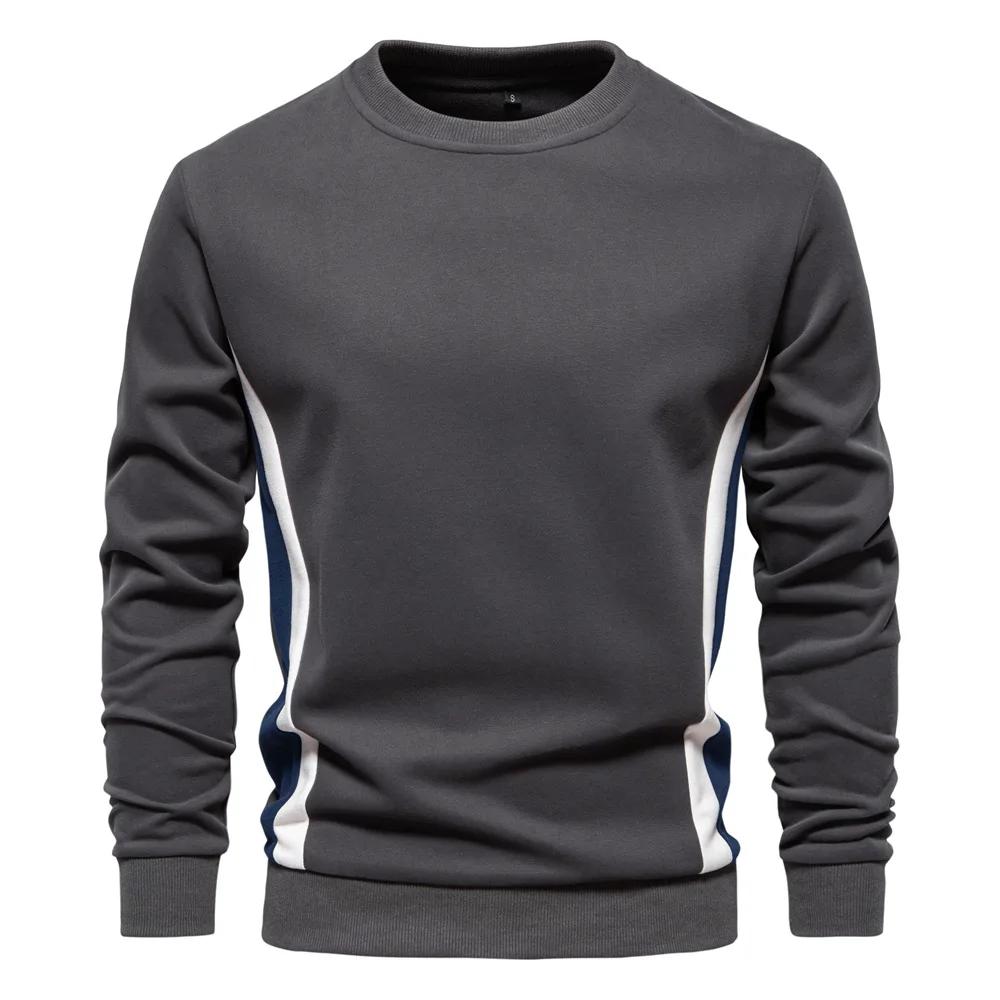 Men's Casual Slim Round Neck Sports Pullover New Autumn Men's Long-sleeved Spliced Sweatshirt