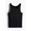H M sliM Fit Ribbed Sleeveless Top Black