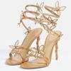 Eilyken Sexy CRYSTAL Flower Thin Heels Banquet Prom Women Sandals Street Style Open Toe Narrow Band Ankle Strap Gladiator Shoes