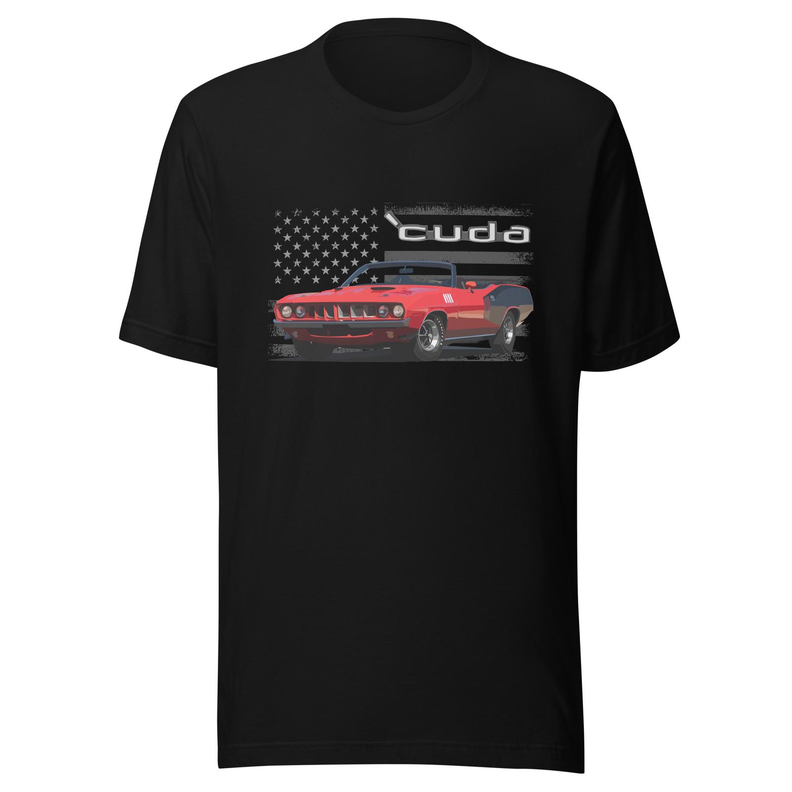 1971 Cuda Convertible Barracuda Red Classic Muscle Car Enthusiasts t-shirt S