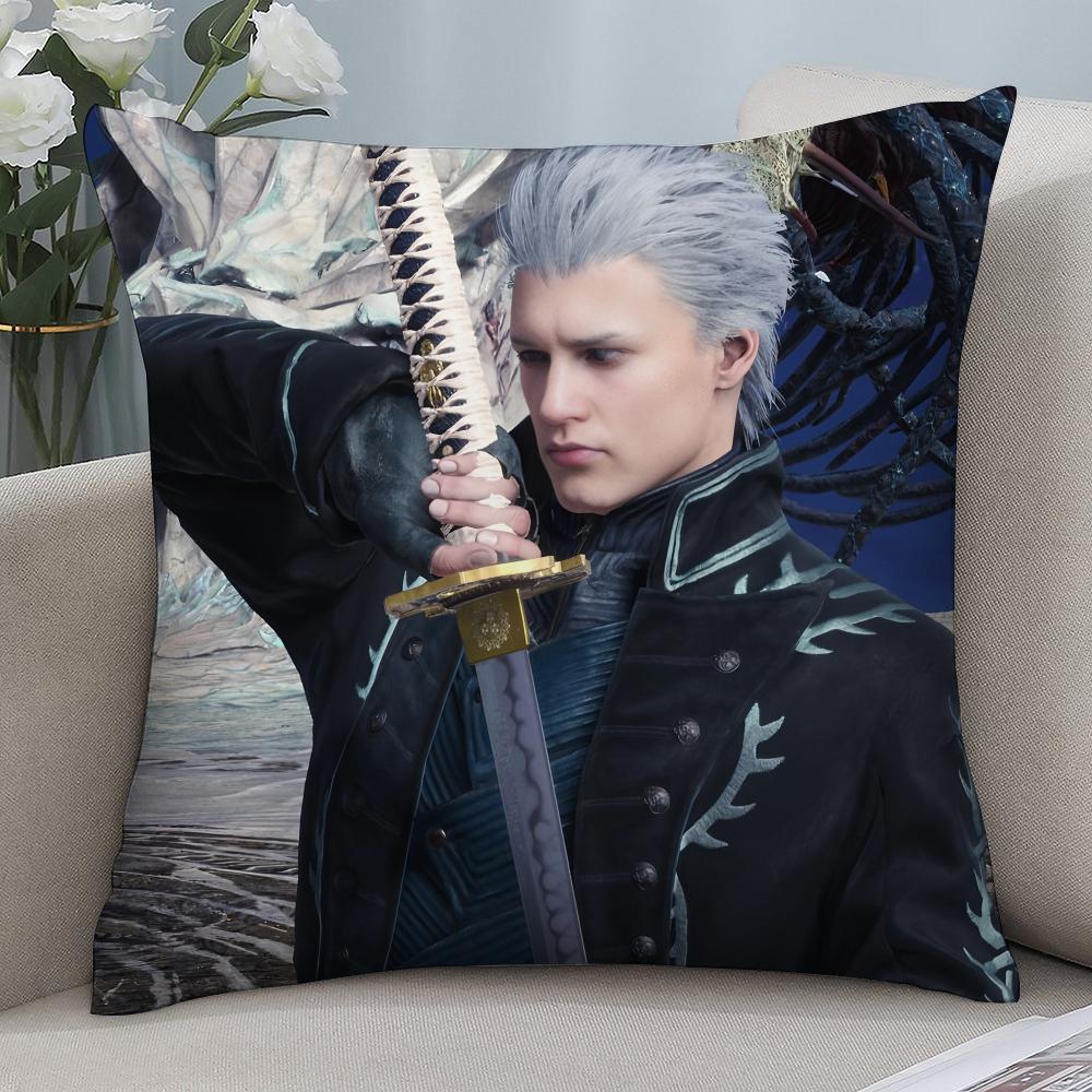 Poszewka na poduszkę Vergil D-Devil May C-Cry Nadruk 3D Włókno poliestrowe 45*45 cm Dekoracja poszewki na poduszkę dekoracyjną do domu na sofę Prezent festiwalowy