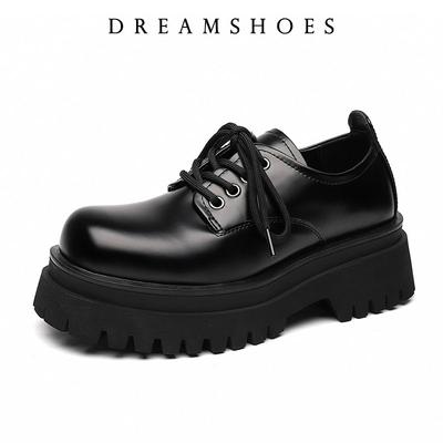 Thick Sole Casual Derby Shoes Genuine Leather Dress Shoes Men Platform Japan Harajuku Korean Streetwear Fashion Derby Shoes