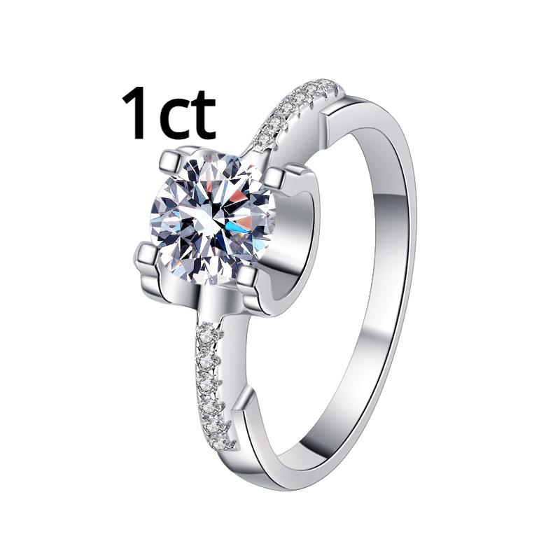 Anel de moissanite 2ct cor D S925, anel de prata esterlina para noivado feminino, anel de diamante, presente de casamento para namorada, joia requintada para presente