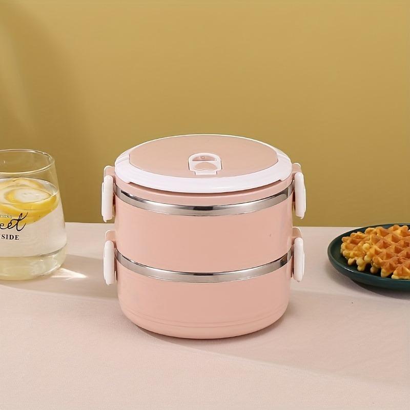1PC Separate Stackable Insulated Lunch Box Round Shape Thermos Food Containers Stainless Steel Inner Food Thermal Box Keep Hot