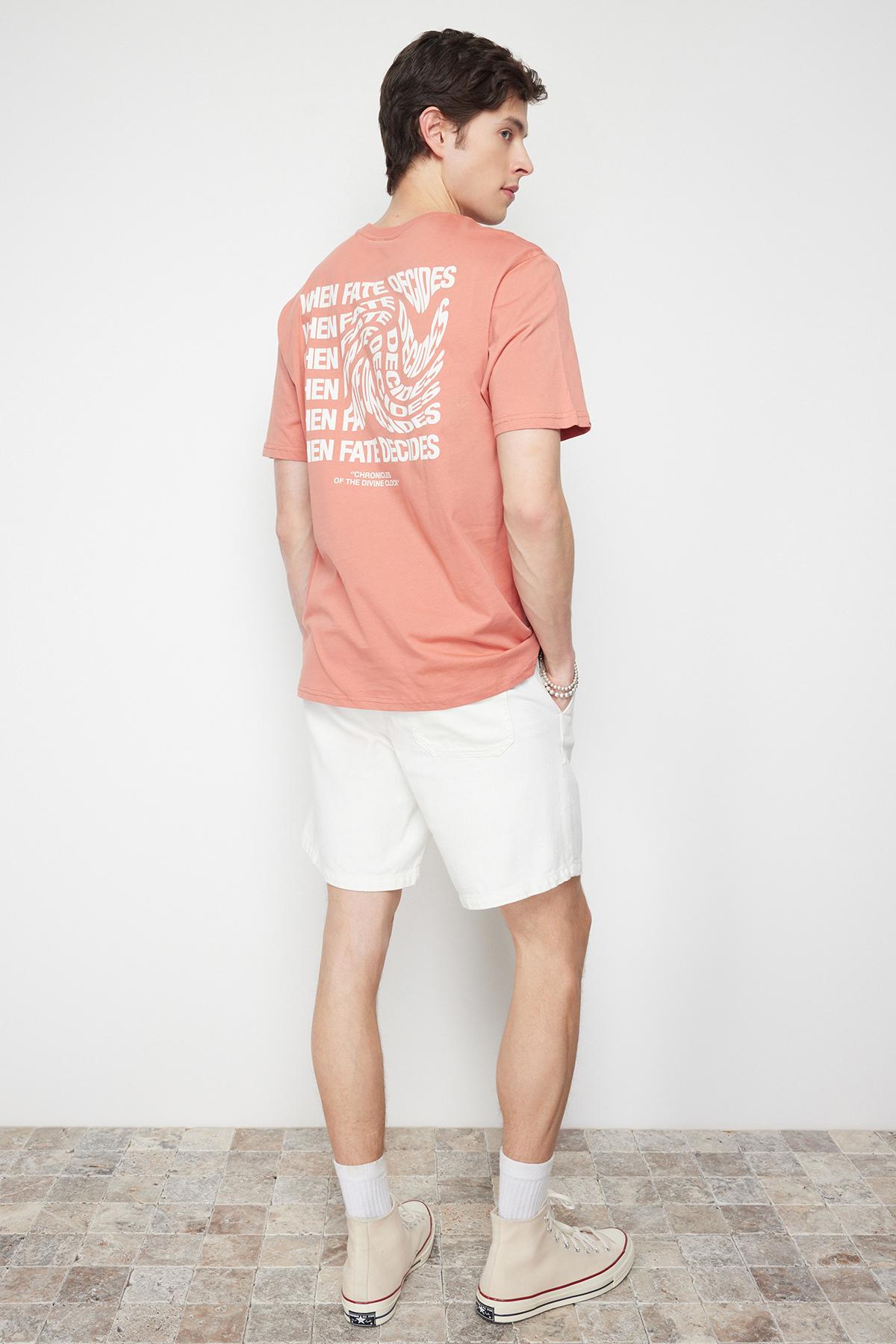 

Men s Fashion New T-Shirt Dusty Rose Relaxed Comfortable Cut Letter Printed Short Sleeve 100% Cotton T-Shirt L