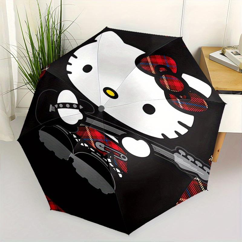 

Hello Kitty,Tartan Automatic Folding Umbrella Simple 8 Rib Design, Bright Cartoon Pattern, Durable Iron Frame, Suitable For Travel, Outdoor,