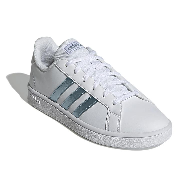Adidas Grand Court Base White Vision Metallic Women Sneakers Cloud-White Grey-Two GZ8164