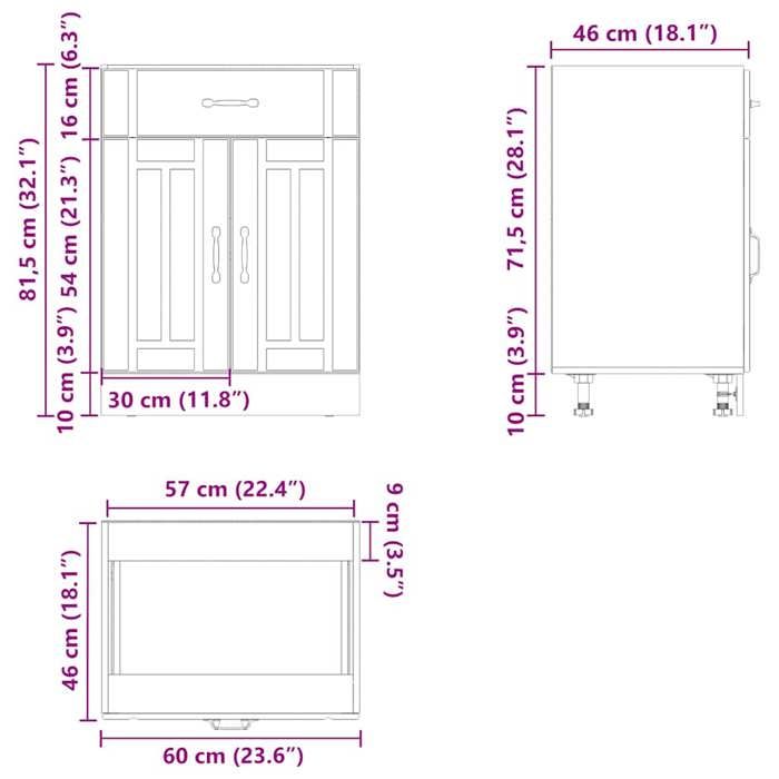 VidaXL Armoire de cuisine Lucca sonoma gris bois ingénierie, meuble d'évier, meuble de cuisine avec tiroir, meuble de 853733