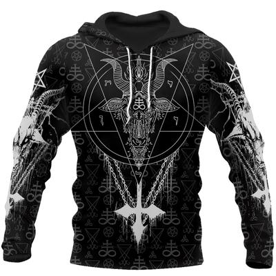 Spring Autumn Fashion Men's Hoodies Satanic Tattoo Symbols 3D All Over Printed Men Sweatshirt Unisex Zip Pullover Casual Jacket