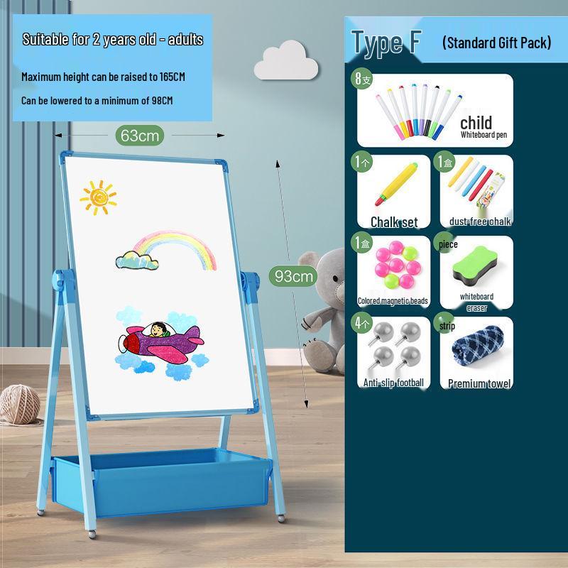 Kids' Double-Sided Magnetic Blackboard & Whiteboard: Erasable Drawing & Writing Stand with Coloring and Graffiti Features