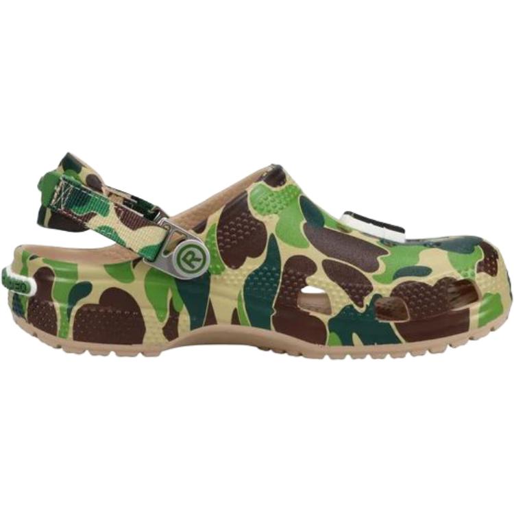 A BATHING APE X Crocs Classic Clog Anti Slip Wear Resistant Low Top Children's Sandals Green Kids'