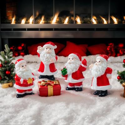Décoration Père Noël Compact Résine Sculpture Père Noël Résine Miniature de Noël Statue Pour Nouvel An Vacances Maison Jardin Cour Arrière