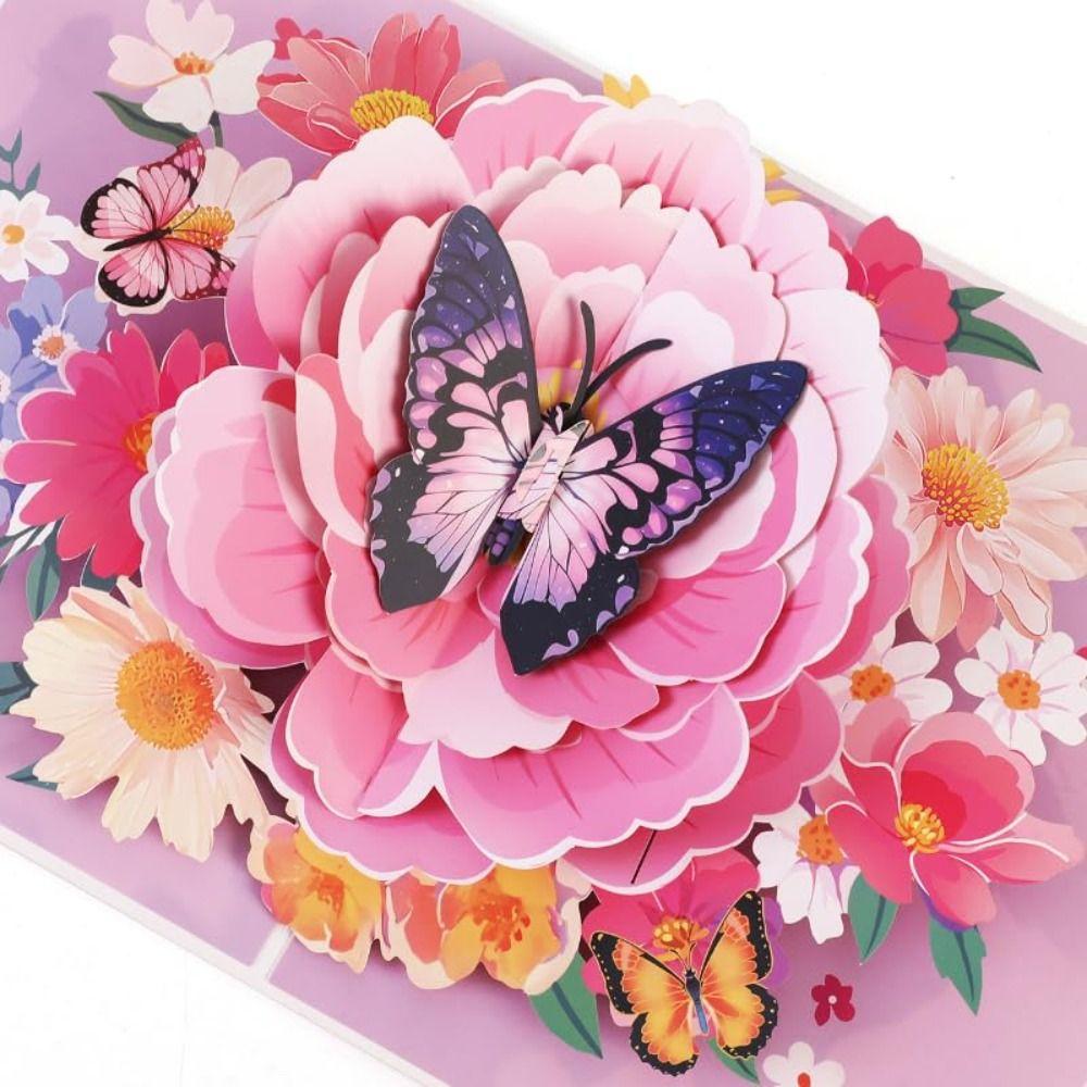 Creative 3D Happy Birthday Card Pop Up Four-Layer Birthday Cake Greeting Card Best Wishes Foldable Father's Day Card Gift