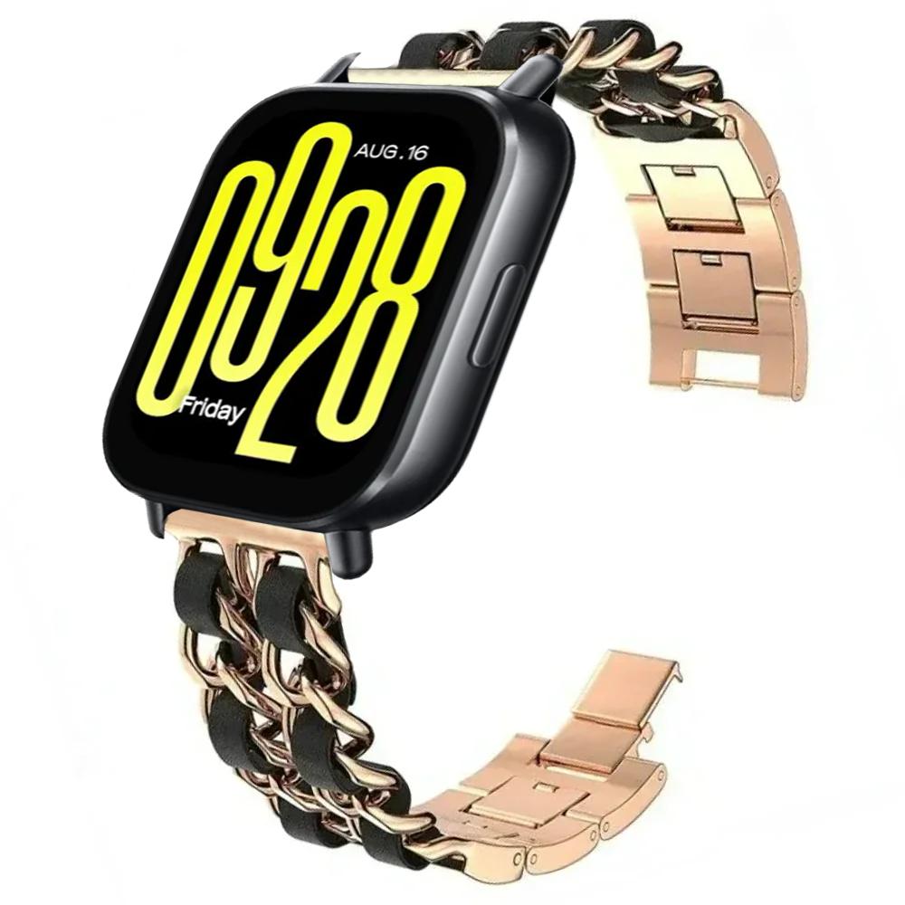 22mm Metal Cowboy Chain Strap For Redmi Watch 5 Active / 5 Lite Gorgeous Bracelet Watchband For Xiaomi Watch 5 S5-S4-S3-S2-S1 Belt