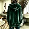Women Solid Color Button Hooded Velvet Long Sleeve Casual Cardigan Coat