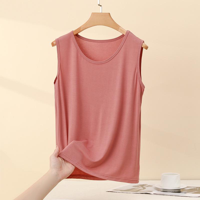 

Модальный женский топ-майка без рукавов большого размера – Весна/Лето Свободный крой XL [115-130 jin]