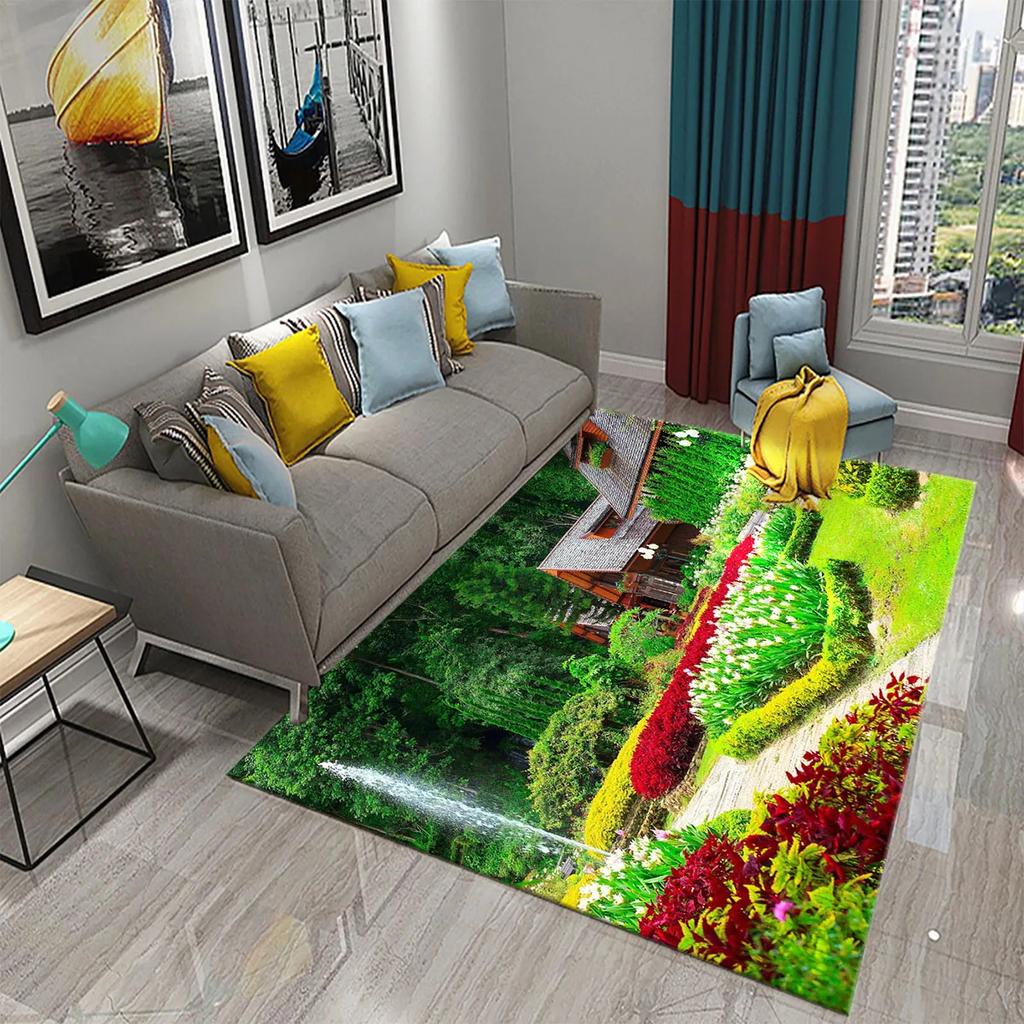 European Style Garden Carpets Colorful Flowers Rugs for Home Living Room Teens Bedroom Decor Carpet Bathroom Non-slip Area Rugs