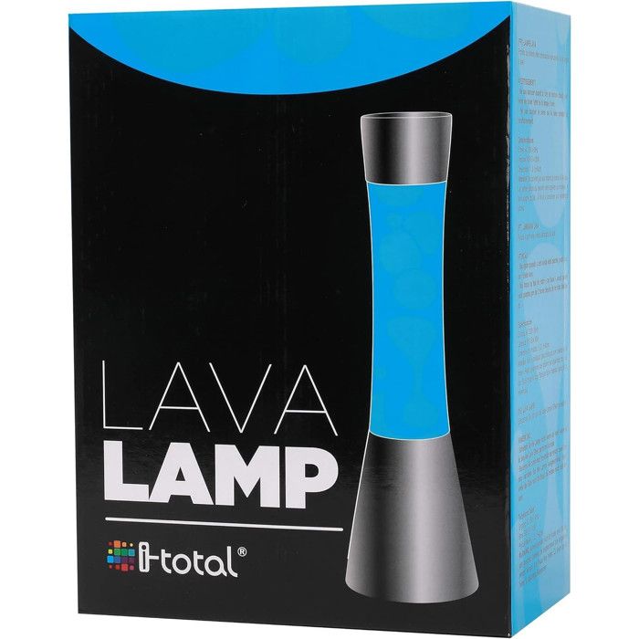 ITotal XL1773 Lampe à Lave 40 cm avec Base Argentée, Liquide Bleu et Cire Blanche
