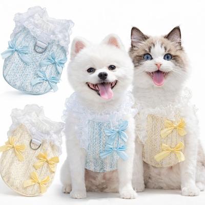 Lace Bow Pet Shirt Elegant Pet Princess Dress Cute Cat Dog Vest  Dog Cat Supplies