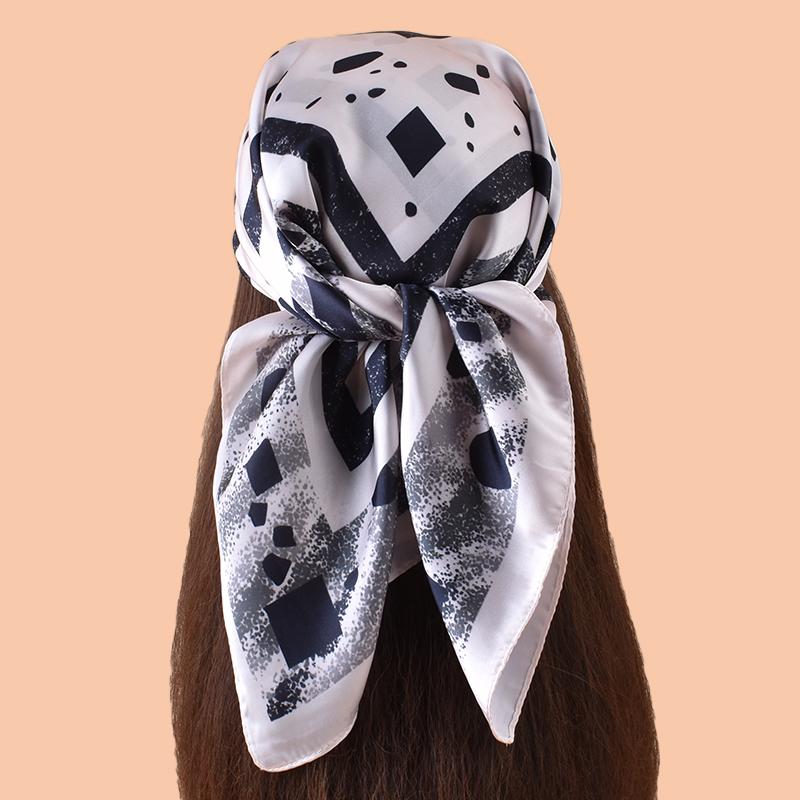 1PC Women's Spot Print Thin Satin Silk-Like Square Scarf Bohemian Casual Neck Wrap Lightweight Comfortable Spring Daily