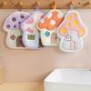 4pcs Mushroom House Hanging Coral Fleece Hand Towel Lint-Free Absorbent Bathroom Towels Gift