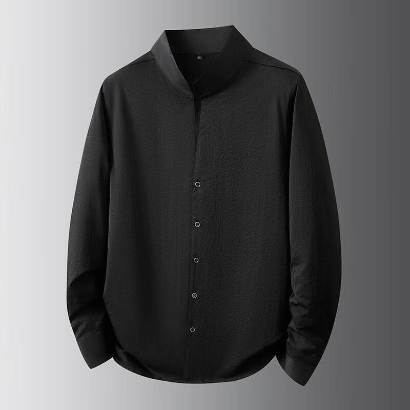 

Мужская рубашка большого размера Dibinze в новом китайском стиле с воротником-стойкой и длинным рукавом 2XL