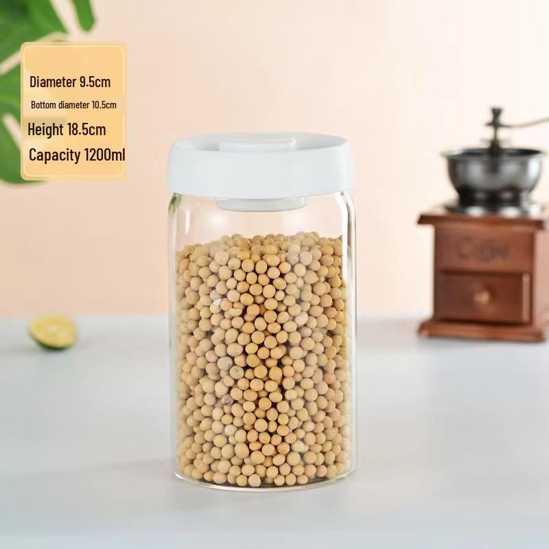 Vacuum-Sealed High Borosilicate Glass Jar for Coffee, Grains & Freshness Preservation