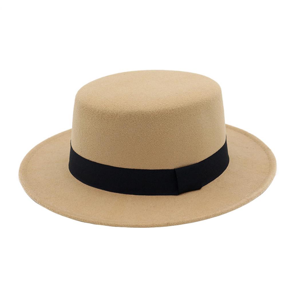 LV] Femmes Large Brim Laine Feutre Plat 
