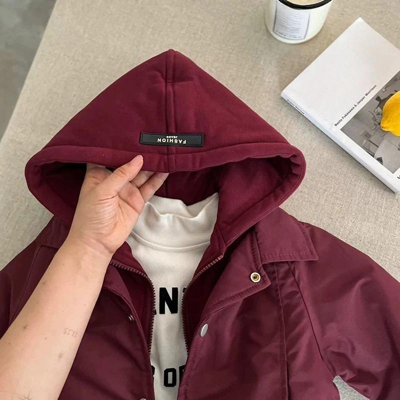 Giacca Trapuntata Bambini Autunno Inverno Bambino Colore Unico Parka con Cappuccio Cappotto Abbigliamento Adolescenti Caldo Spesso Giacca a Vento Capo d'Abbigliamento Esterno