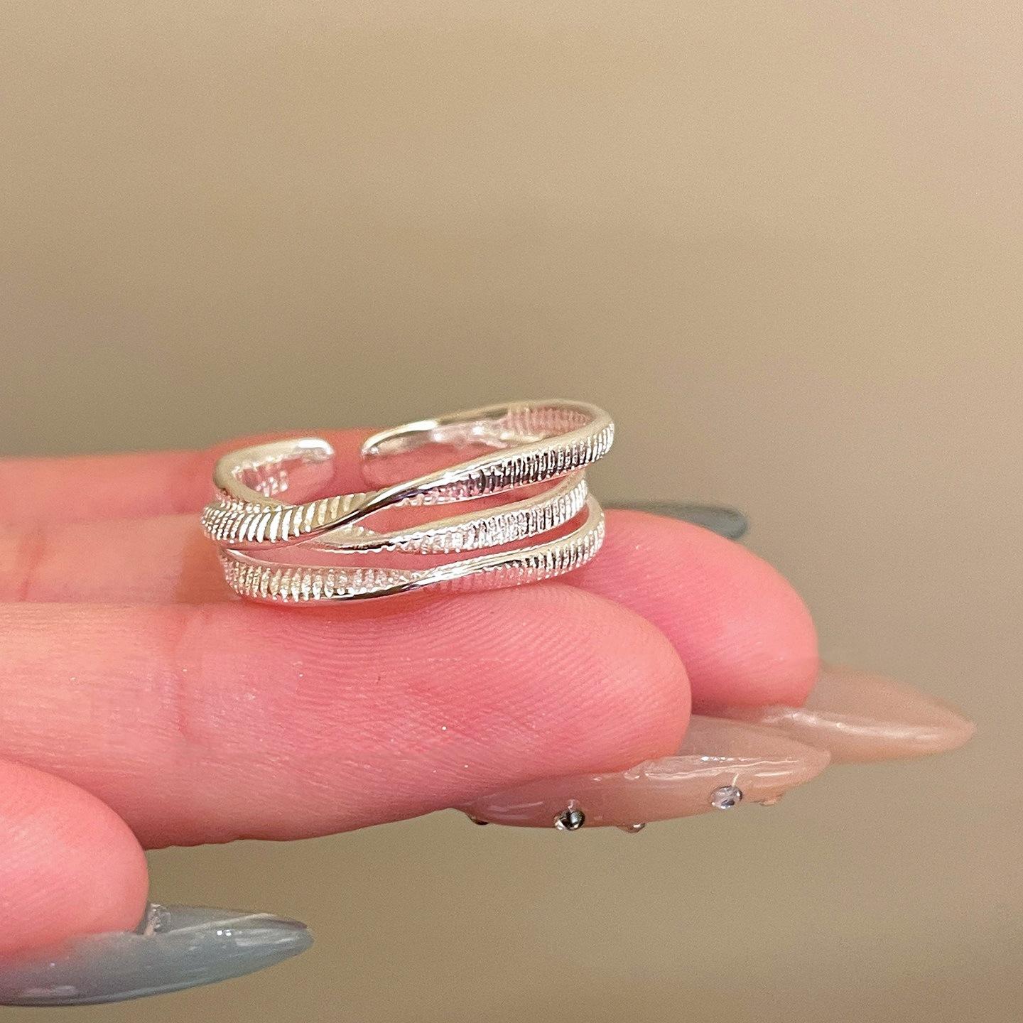 

PANJBJ 925 Sterling Silver Rings for Women Flower Couple Minimalist Multi layer Zircon Ring Jewelry Gift Dropshipping Wholesale
