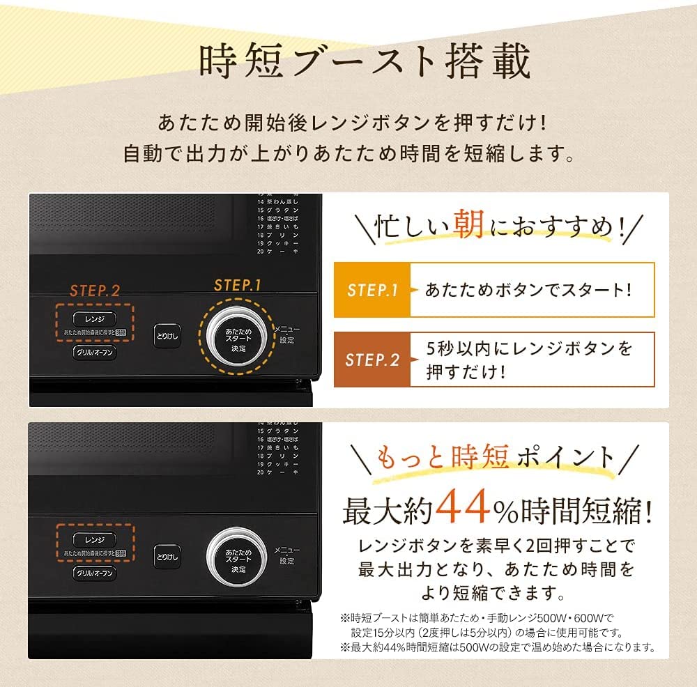 IRIS OHYAMA Cuptor cu microunde cu abur 18L Masă plată Economisire timp Viteza de gătire Încălzire Meniu automat 20 tipuri Negru MO-F1808A