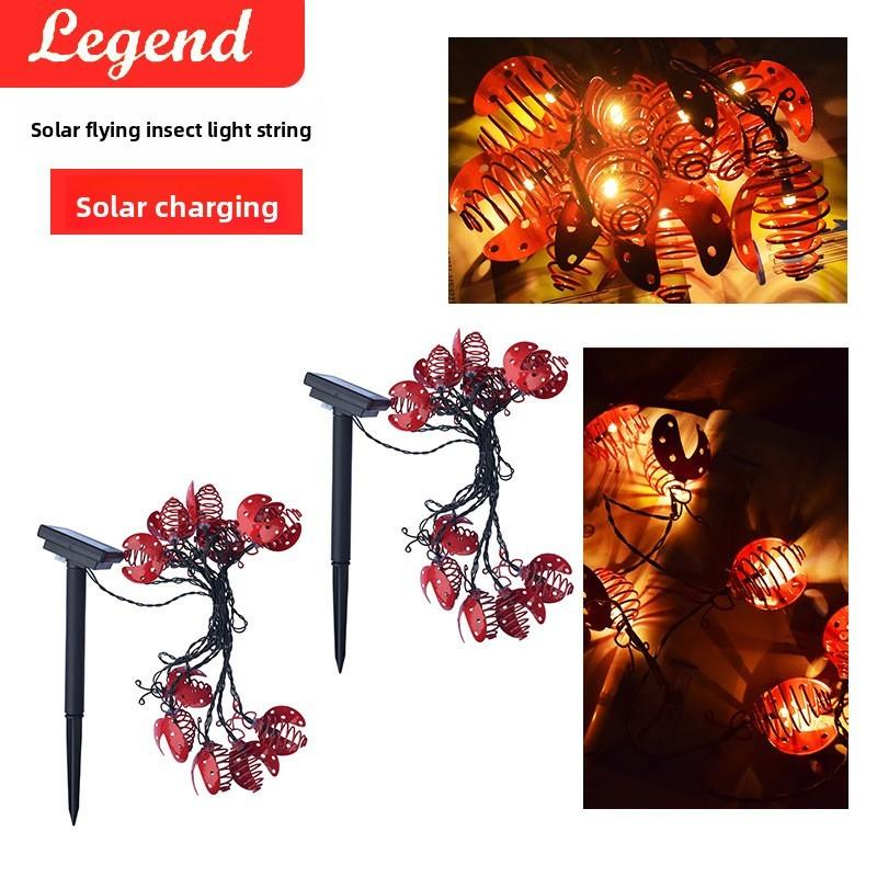 Ladybug Solar String Lights Outdoor Garden Decor With Led Bulbs For Patio And Yard