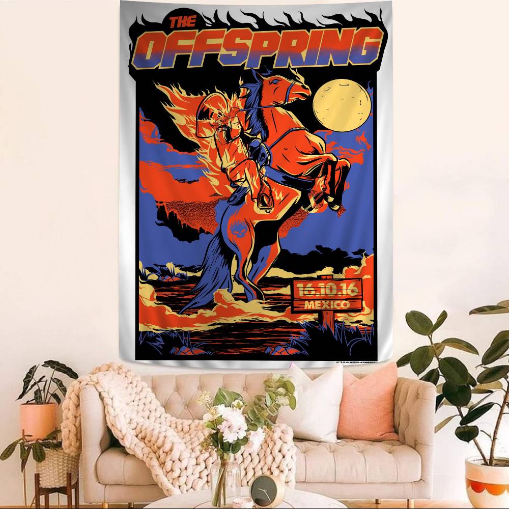 Pop Punk Band TThe OoffspringS Anime Tapestry Hanging Tarot Hippie Wall Rugs Dorm Home Decor