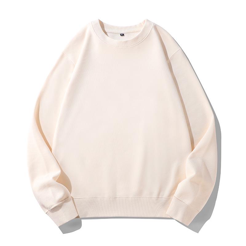 Унисекс Свободный крой 450 г Чистый хлопок Махровая толстовка - Осень/Зима Круглый вырез Длинный рукав Large