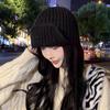 Cute pink ear protector knitted wool hat for girls, small face in winter, warm ear protector Lei Feng hat