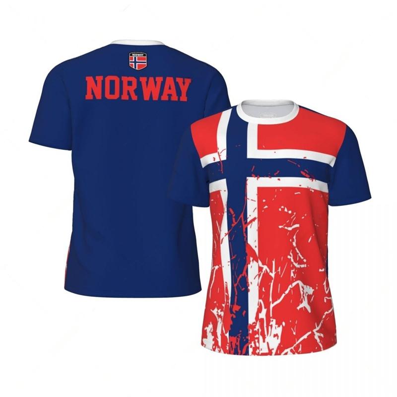 Norway Graphic Men's T-shirt Fashion Sports Loose Short Sleeve Summer New Design 3D Printed Fitness Tees Football T Shirts