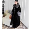 Women's Faux Fox Collar Long Velvet Mink Coat Women's Mink Fur Coat Casual Warmth