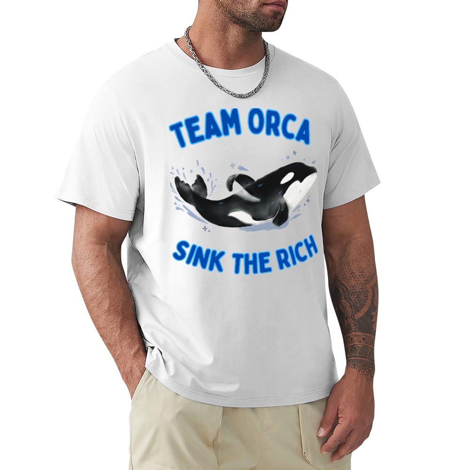 Team Orca Sink The Rich Tshirt Regular Fit Plain Tee Shirt S
