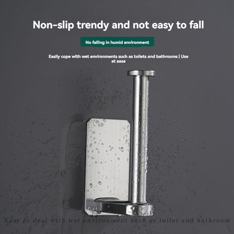 1Pc Stainless Steel Toilet Paper Holder - No Drilling Required Self-Adhesive Freestanding Bathroom And Kitchen Roll Holder With Brushed Finish