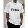 European Sizes Men'S Minimalist Vietnam Travel T-Shirt - White Tee with Bold Black Lettering, Breathable Everyday Shirt