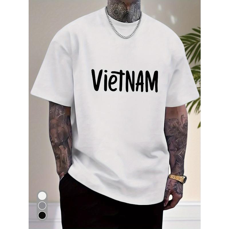 

European sizes Men S Minimalist Vietnam Travel T-Shirt - White Tee with Bold Black Lettering, Breathable Everyday Shirt 4XL білий